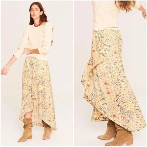 Ba&sh jupe hall floral satin asymmetrical midi skirt - Picture 3 of 12